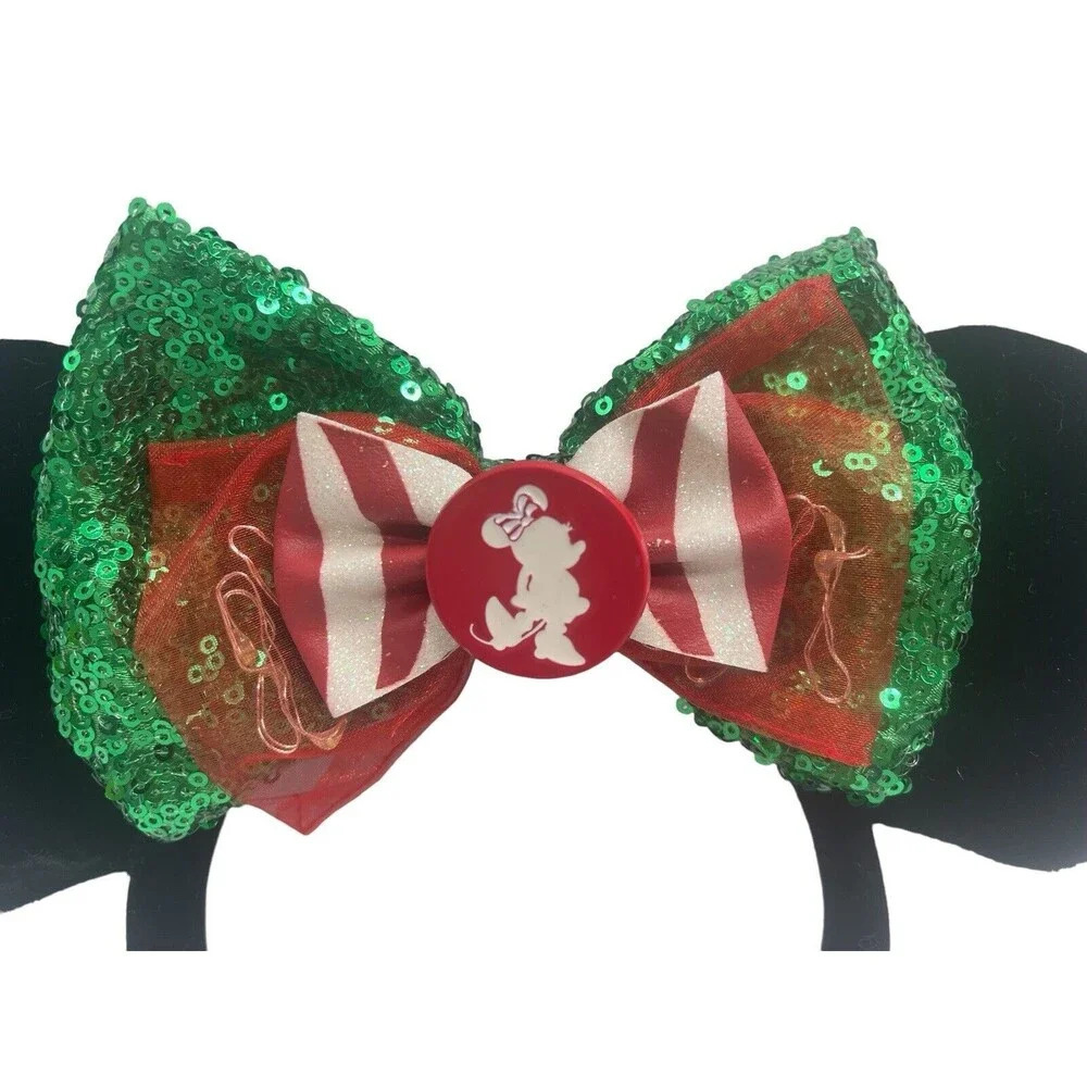 Disney Parks Minnie Ears Christmas Holiday Light Up Bow Barrette Hair Clip Green - Picture 12 of 16